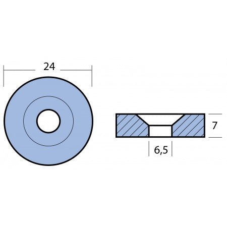 Scheibenanode Zink & Aluminium Honda 8-20PS 24x7mm