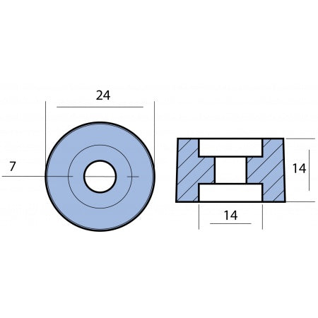 Knopfanode Aluminium Honda BF 75-130PS 24x14mm