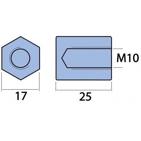 Motoranode Sechskantmutter Zink Torqeedo 401-801