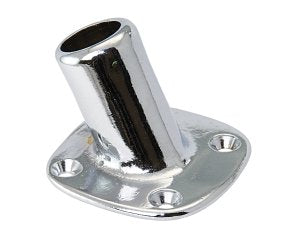 Flaggstockhalter Messing verchromt 10mm schräg – 35x35mm Basis ohne Flügelschraube