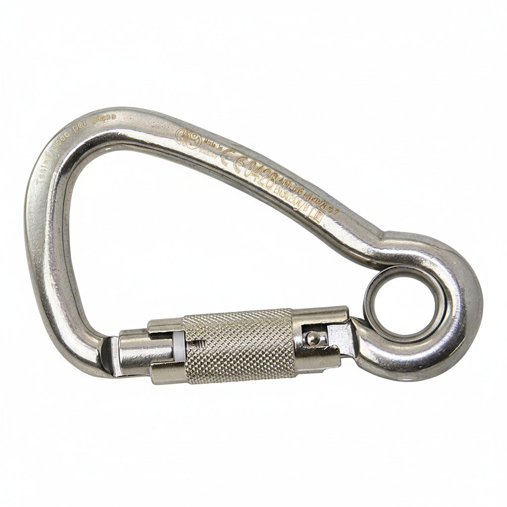 Karabiner asymmetrisch TWIST LOCK Drehverschluss mit Öse Edelstahl - KEY-Lock