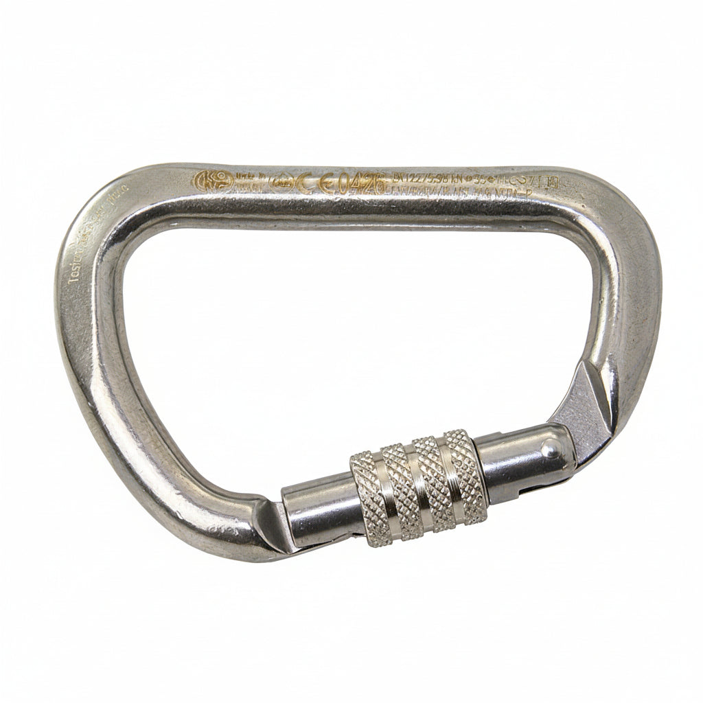 Karabinerhaken asymmetrisch D-Form große Öffnung Edelstahl - KEY-Lock
