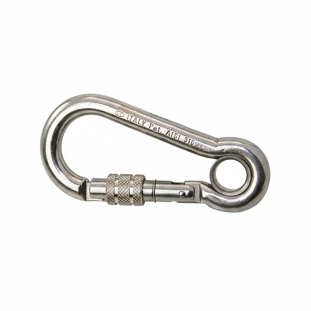 KONG Karabiner mit Sicherungsmutter und Kausche Edelstahl - KEY-LOCK