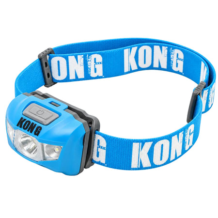 Blaue KONG KLIK2 Stirnlampe mit elastischem, verstellbarem Stirnband und Frontleuchte
