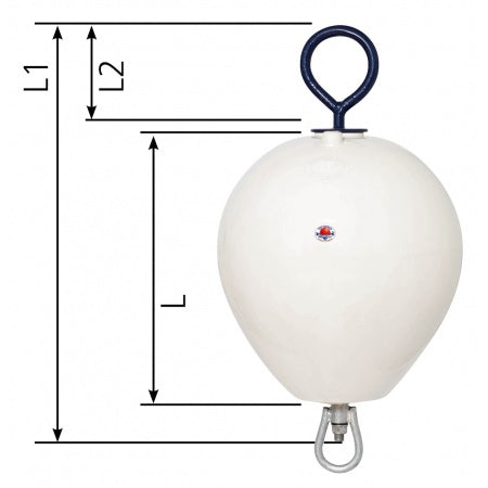 Polyform Norway Festmacherboje CCE-Serie mit kurzem Stangenset - Mooring Buoy Rot/Weiß