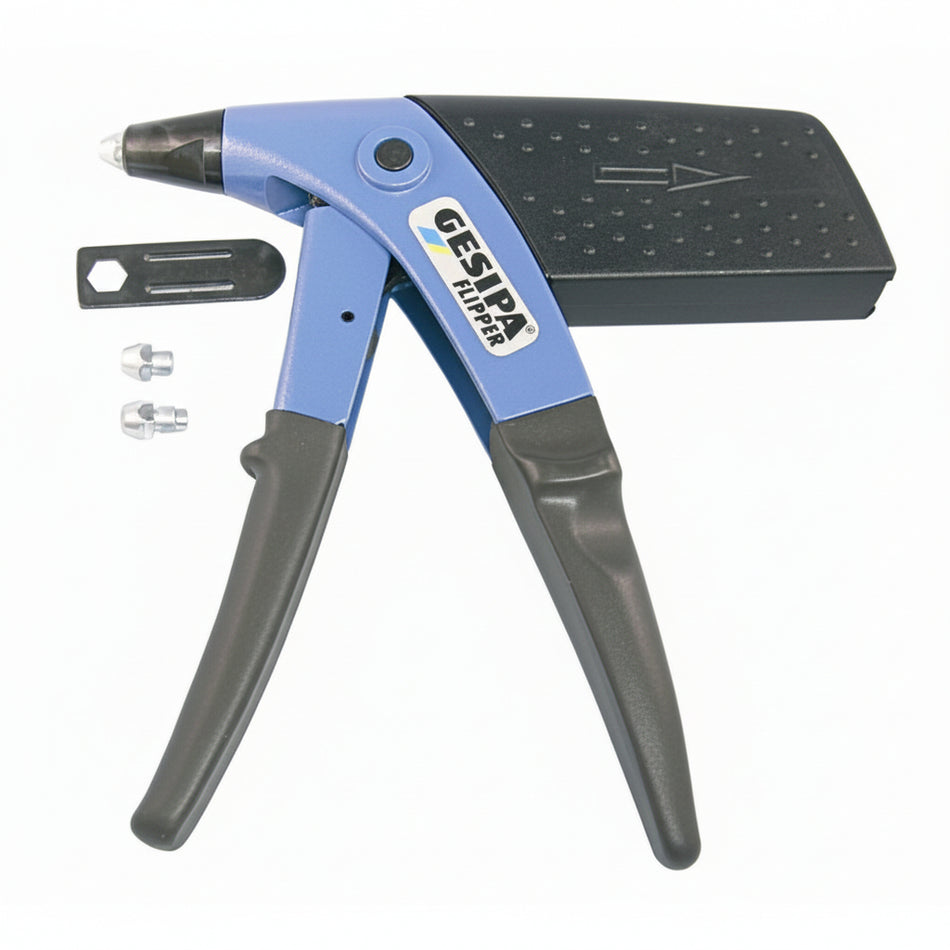 Flipper Nietzange – Alu 5 mm / Stahl 4 mm – Einhändig – 3 Mundstücke