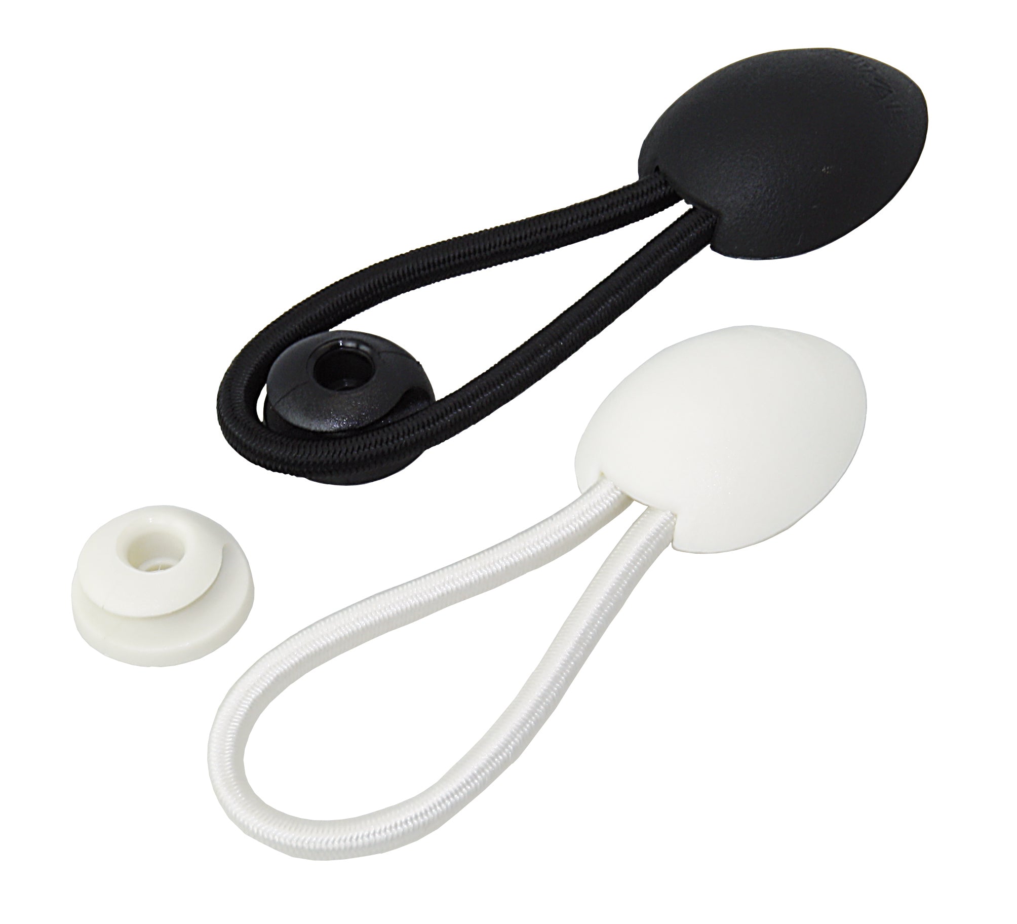 Persenningstroppen Bungee-Loop - mit Tuchmuschel und Gummileine schwarz/weiß