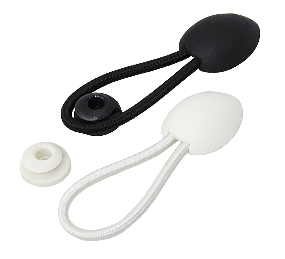 Persenningstroppen Bungee-Loop - mit Tuchmuschel und Gummileine schwarz/weiß