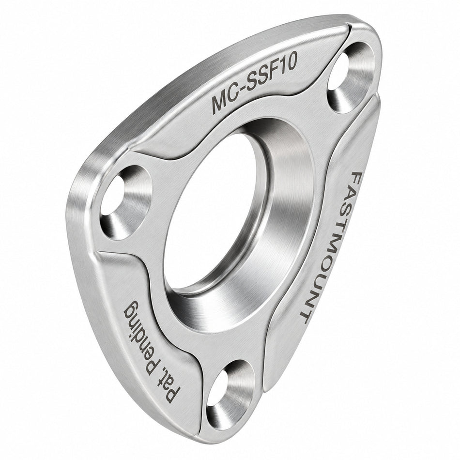 FASTMOUNT Maxi Metal Stainless Steel Buchse MC-SSF10 aus Edelstahl mit drei Befestigungsbohrungen und großer Aufnahmeöffnung für den Clip, 10 kg Haltekraft