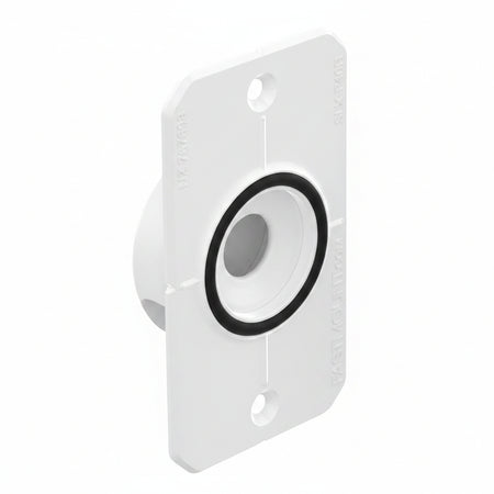 FASTMOUNT STRATLOCK SLX Buchse NZSLXF40R – Seitenansicht, versenkte Montage für Gipskarton, weiß mit schwarzem O-Ring
