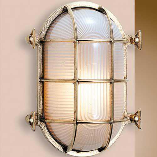 FORESTI & SUARDI Deckenlampe Messing Poliert E27 220-240V IP54 - Maritime Außenlampe Oval