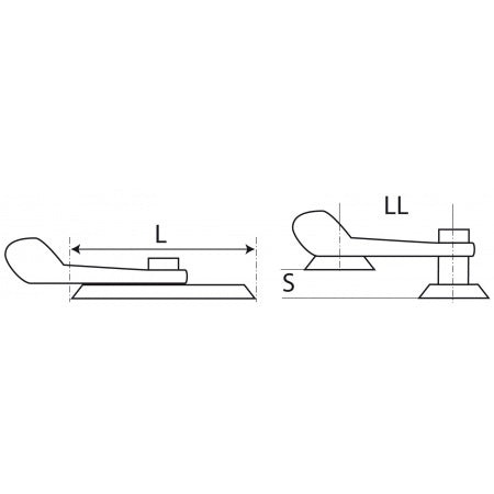 Vorreiber auf Grundplatte oval - Edelstahl A4 - 2 Varianten - 45mm