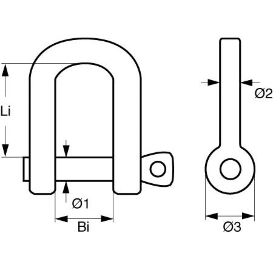 Schäkel PETERSEN - geschmiedet, Edelstahl - gerade Form (D-Form)
