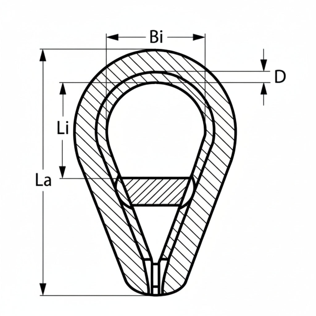Kauschen Edelstahl - 7 Größen für Drahtseil 8-20 mm