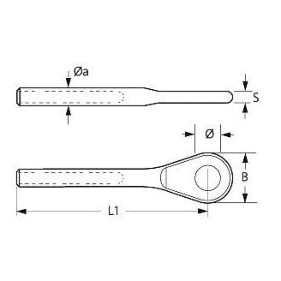 Starboot Augterminals Schlanke Form Edelstahl 1.4401 - LK6843A4 - 1/8 Zoll Drahtseil