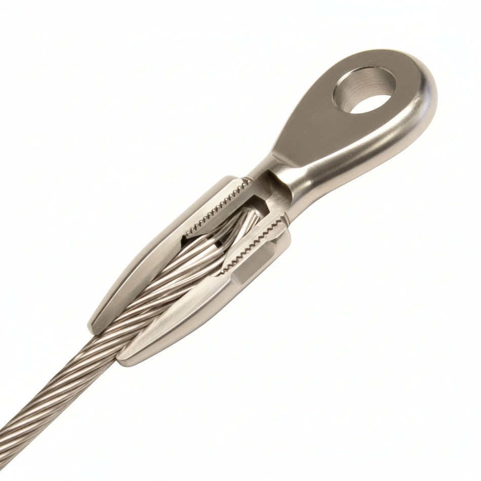 Schraubterminals BLUE WAVE CONE Augterminals Edelstahl AISI316 - für 1x19 Drahtseile