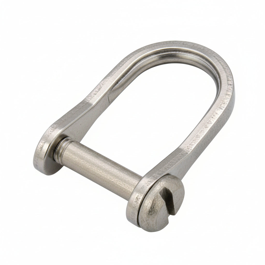 Bandschäkel D-Form mit Schraubbolzen – Edelstahl 1.4301