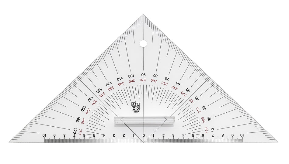 Kursdreieck Anlegedreieck Plexiglas 270mm mit Griff - Boot Kursdreieck