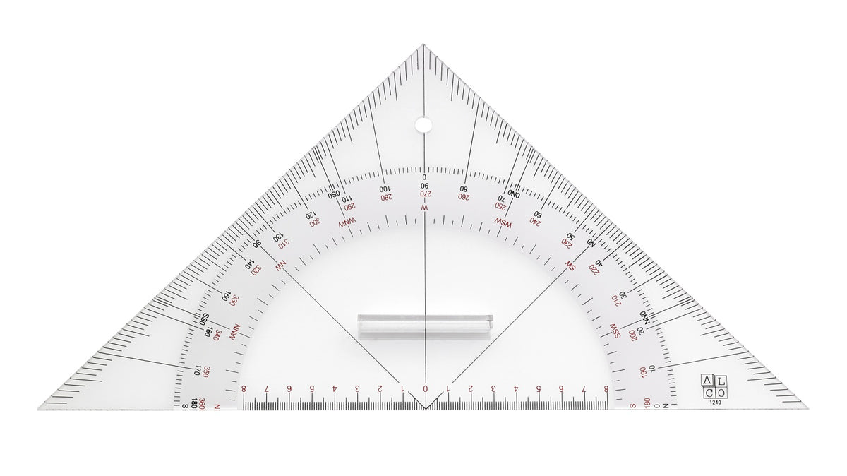 Kursdreieck Anlegedreieck Plexiglas 330mm mit Griff - Boot Kursdreieck