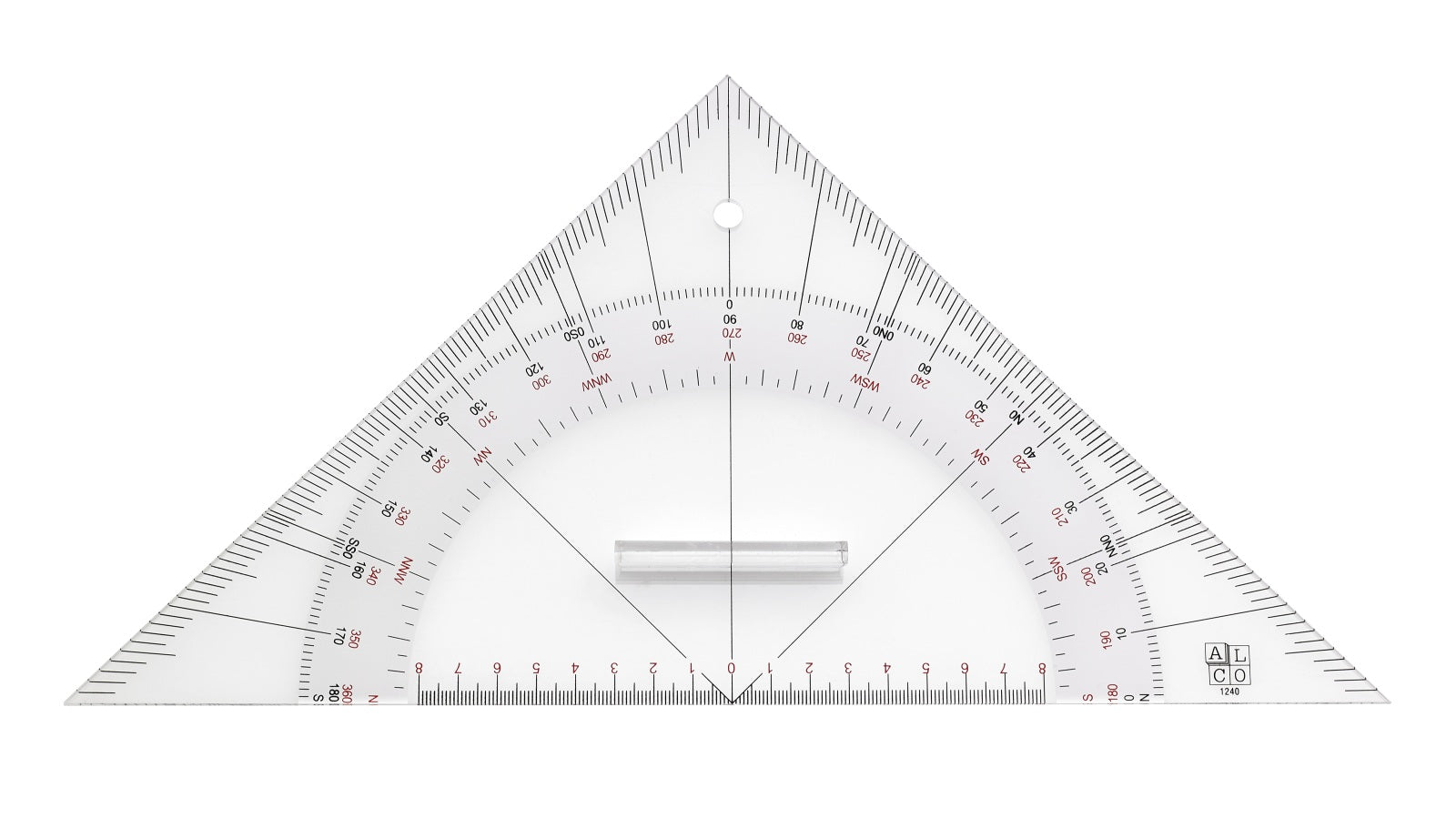 Kursdreieck Anlegedreieck Plexiglas 330mm mit Griff - Boot Kursdreieck