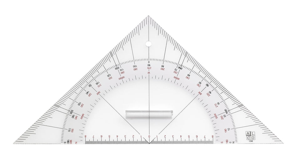 Kursdreieck Anlegedreieck Plexiglas 330mm mit Griff - Boot Kursdreieck