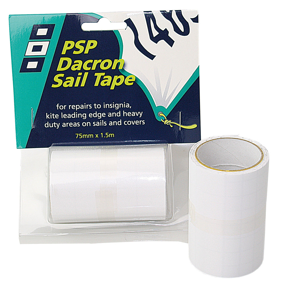 PSP Marine Tapes Dacron Insignia - selbstklebendes Polyestergewebe, weiß, 75 mm x 1,5 m