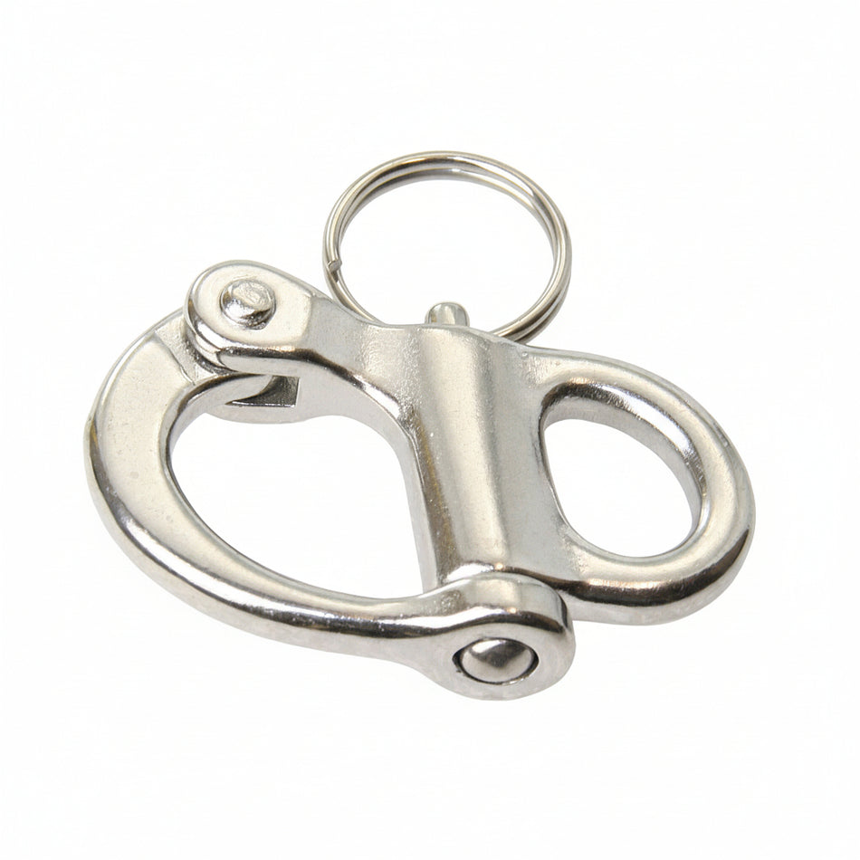 Feinguss Schnappschäkel Edelstahl AISI 316 - festes Auge und Wirbelauge