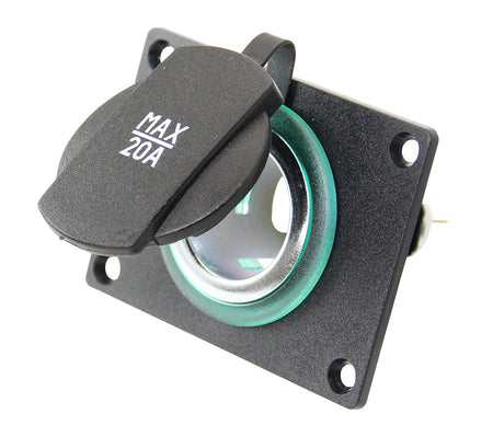 Einbausteckdose mit Deckel und Paneel 21mm 12/24V 20A