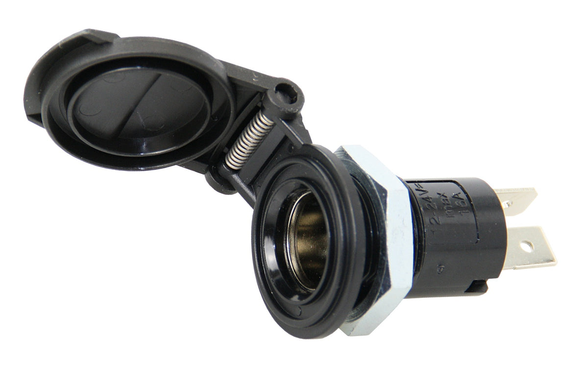 Einbausteckdose rund mit Deckel 12mm 6-24V max. 16A