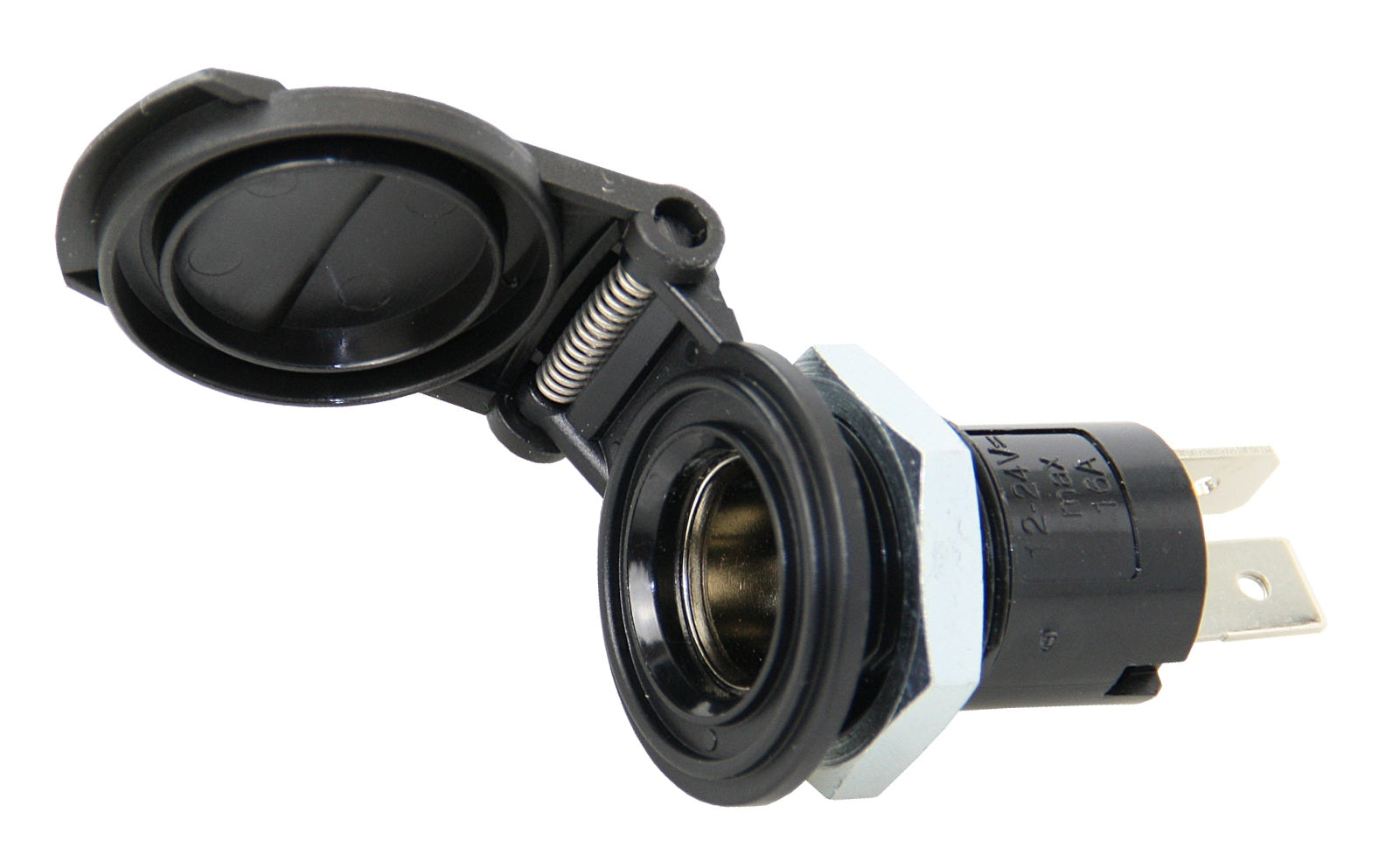 Einbausteckdose rund mit Deckel 12mm 6-24V max. 16A