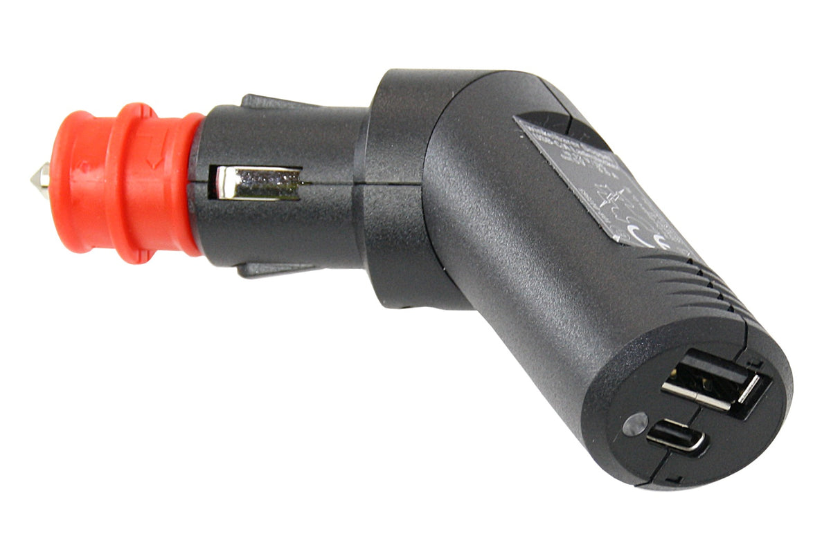 PRO CAR USB-C/A Ladestecker Winkelbar 12/24V 3,6A Mit LED