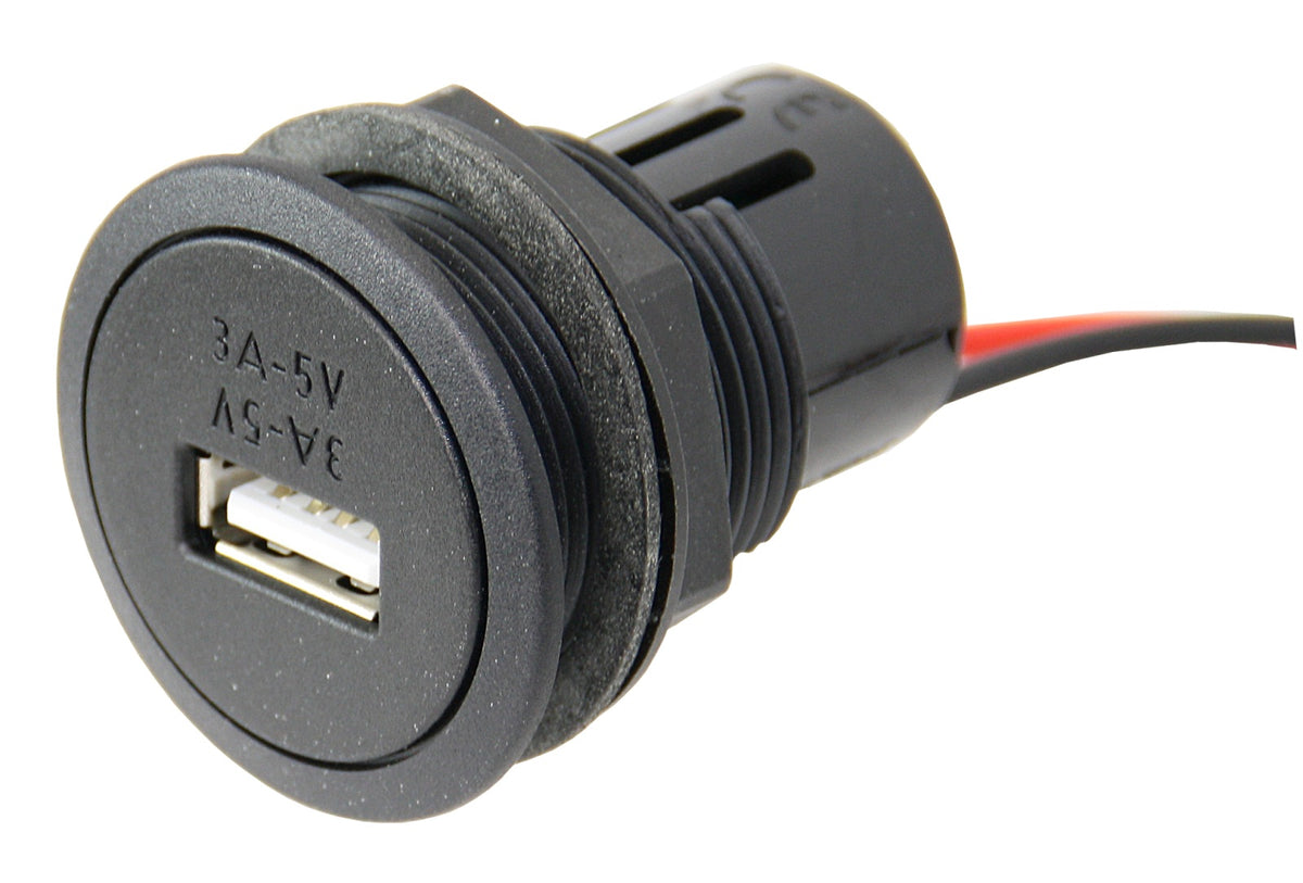 PRO CAR USB-A Einbau-Steckdose, rund 12/24V 3A 36mm
