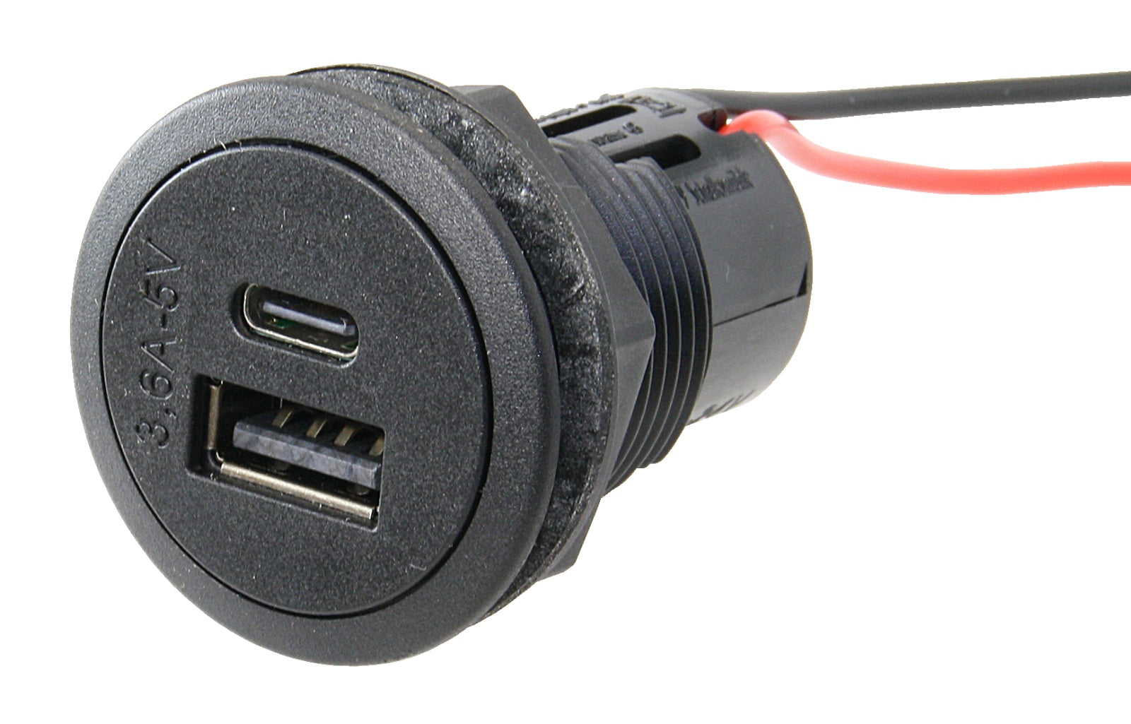 PRO CAR USB-C/A Einbau-Steckdose, rund 12/24V 3,6A 36mm