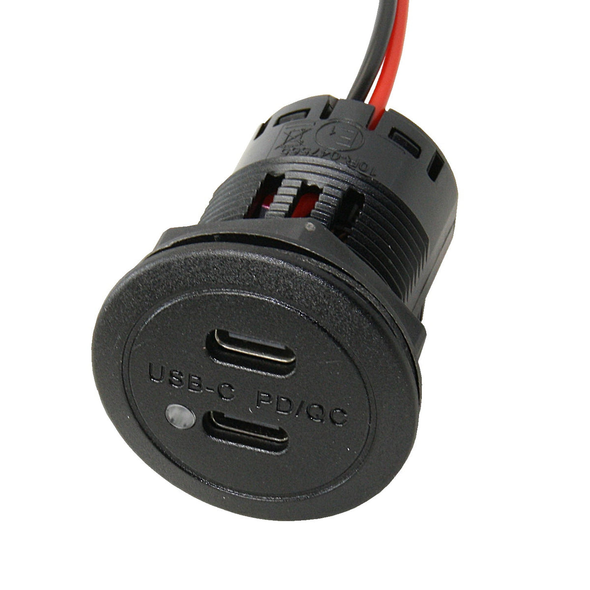Doppel-USB-C-Lade-Einbausteckdose 2 × 30 W PD/QC – 12/24 V, LED rund