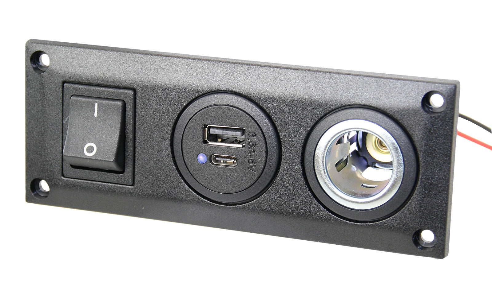PRO CAR USB-C/A Einbau-Steckdose, rechteckig 12/24V 3,6A mit Steckdose 21mm