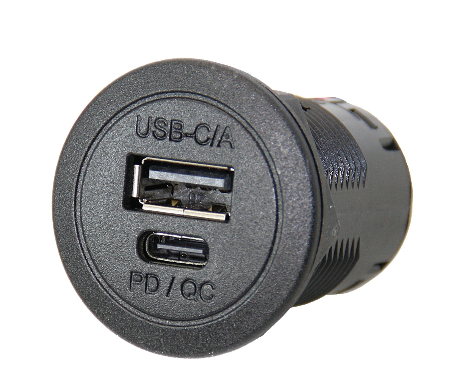 PRO CAR USB-C/A Einbau-Steckdose mit QuickCharge, rund 12/24V 3,6A 36mm