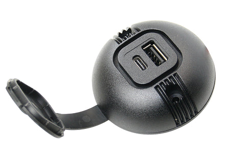 PRO CAR USB-C/A Aufbau-Steckdose mit Deckel, rund 12/24V 3,6A 59mm
