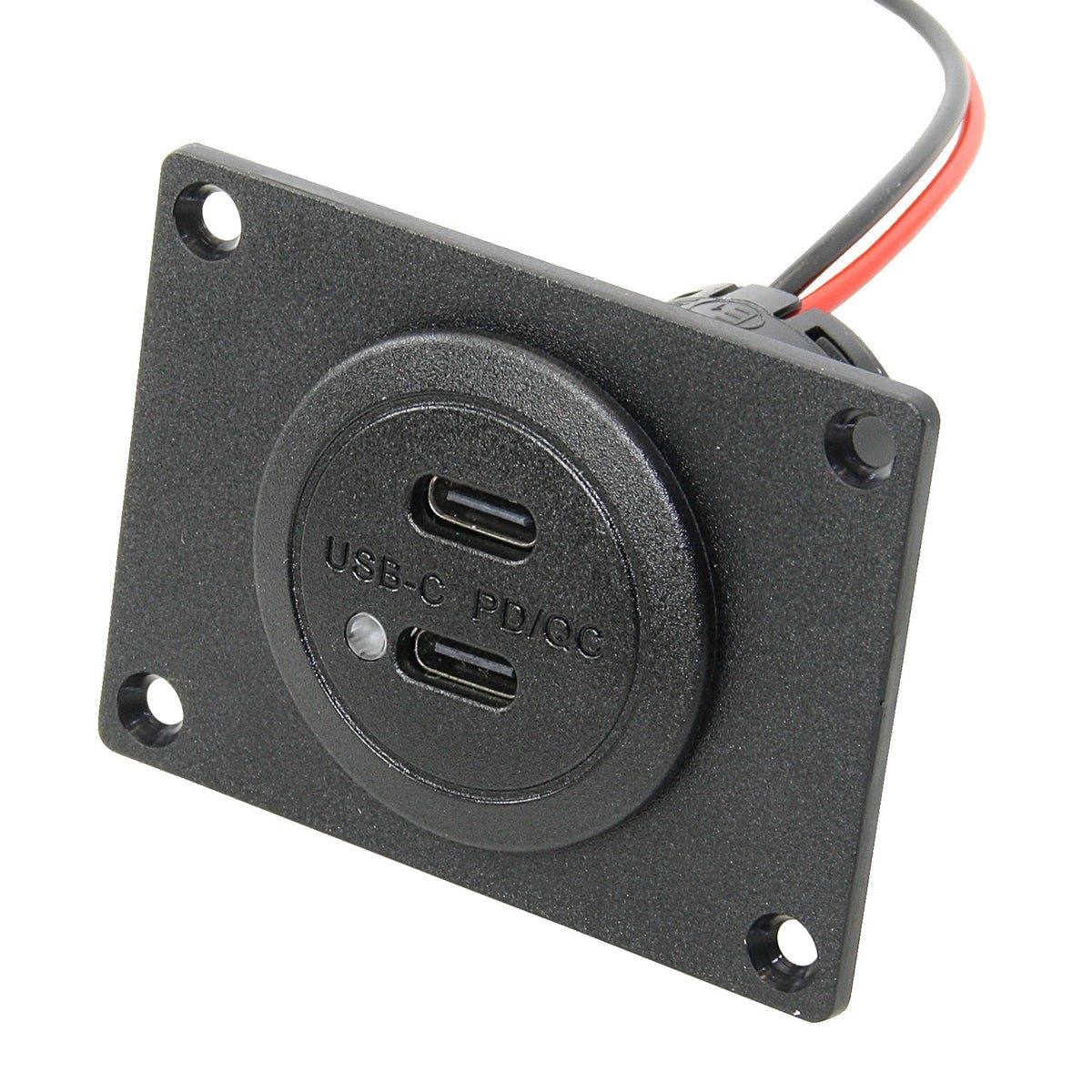 Doppel-USB-C-Lade-Einbausteckdose 2 × 30 W PD/QC – 12/24 V, LED mit Montageplatte