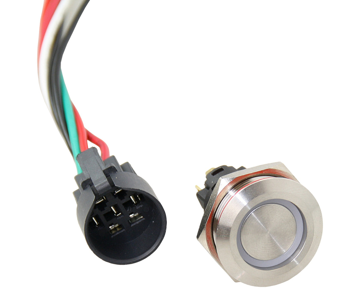 Drucktaster/Druckschalter Edelstahl 12/24V 22mm IP67 wasserdicht LED rot/grün