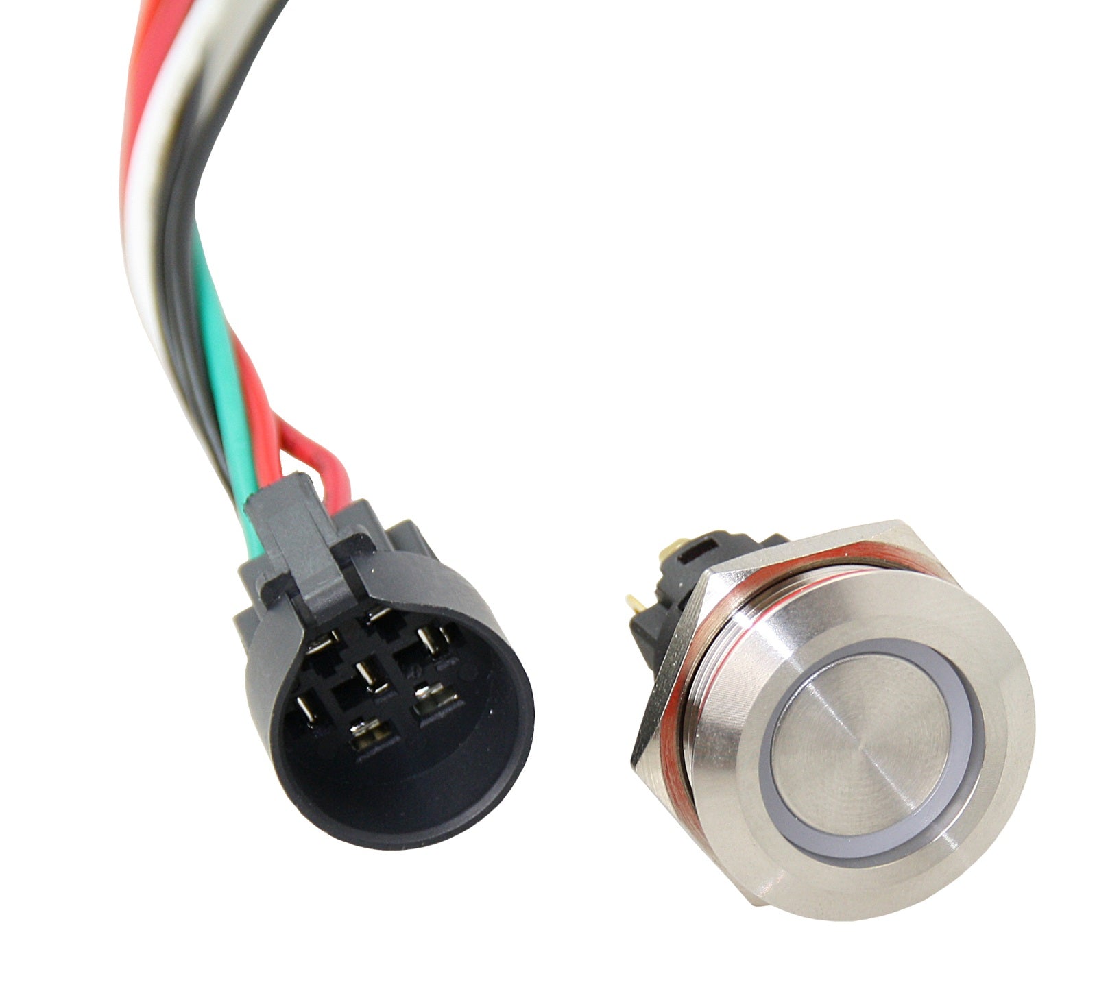 Drucktaster/Druckschalter Edelstahl 12/24V 22mm IP67 wasserdicht LED rot/grün