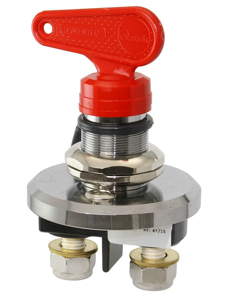 QUICK Batteriehauptschalter S20N Kunststoff 12/24V 200A schwarz/rot Messing verchromt