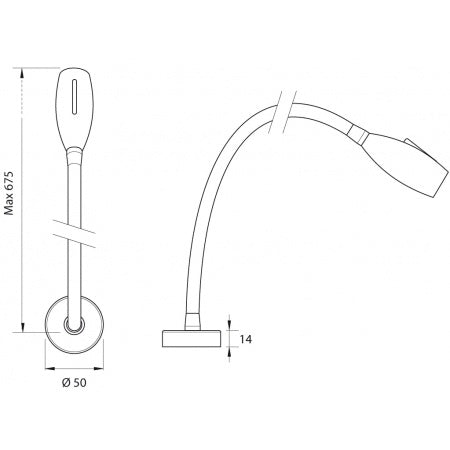 QUICK LED-Leseleuchte mit Schwanenhals Maya 60 12/24V 675mm, warmweiß