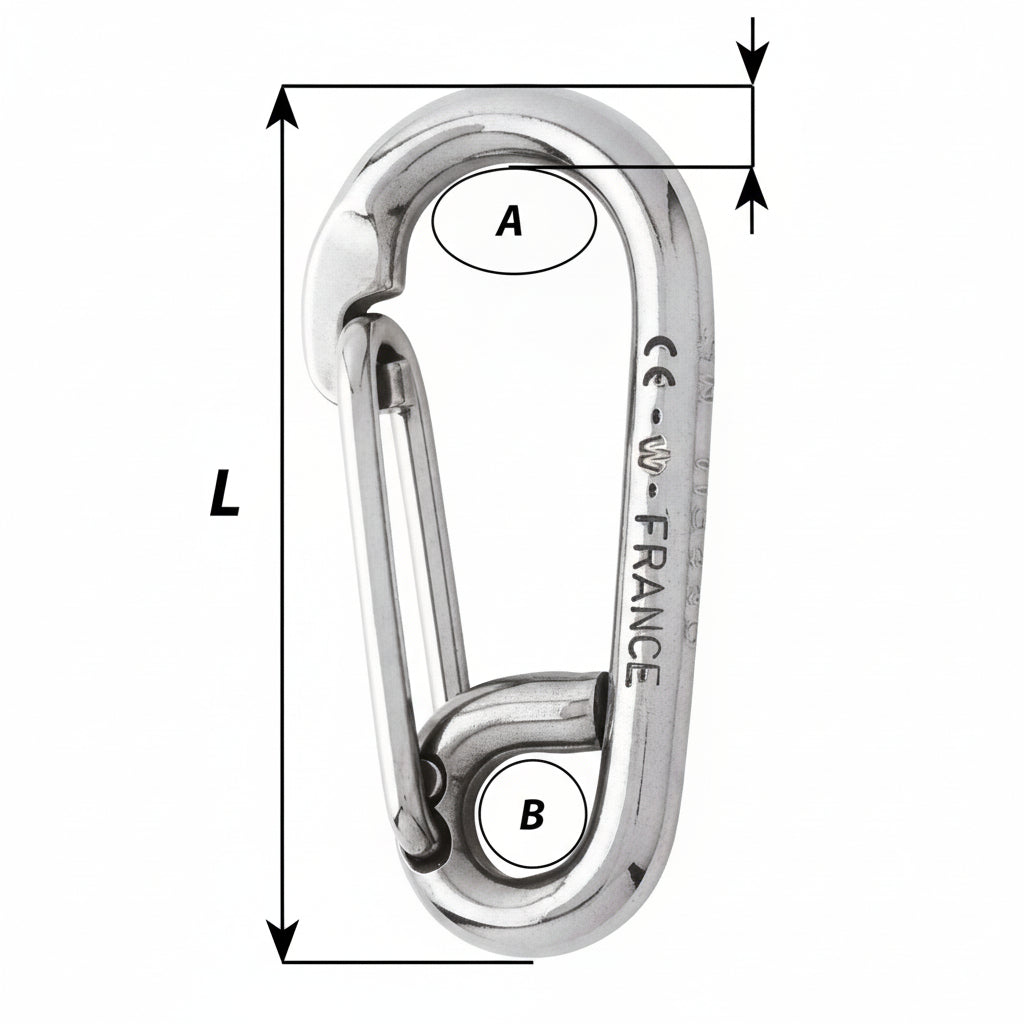 WICHARD Karabinerhaken symmetrisch Edelstahl 1.4404 - verschiedene Größen