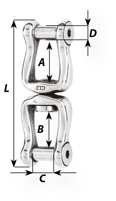 Wirbelschäkel Zwei Gabelenden Innensechskant-Schraubbolzen Edelstahl
