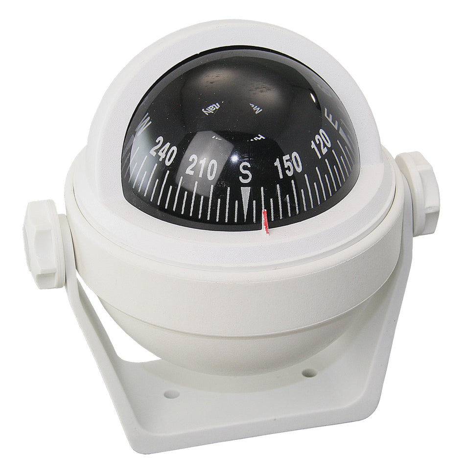 RIVIERA SIRIUS BS2 Kompass 65mm mit Haltebügel - Frontablesung mit entspiegelter Glaskuppe weiß