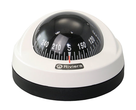 RIVIERA STAR BAR Kompass 65mm weiß mit schwarzem Sockel - Flacher Aufbaukompass