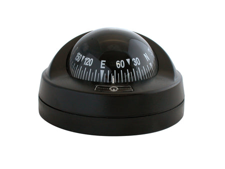 RIVIERA STAR BAR Kompass 65mm schwarz - Flacher Aufbaukompass mit schwarzer Rose