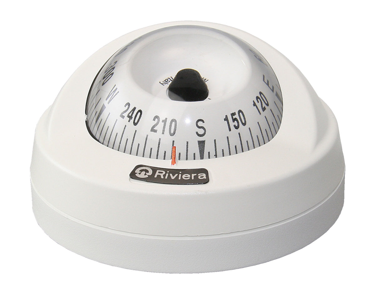 RIVIERA STAR BAR Kompass 65mm weiß - Flacher Aufbaukompass mit weißer Rose