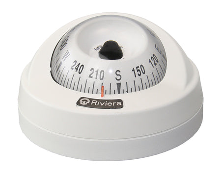 RIVIERA STAR BAR Kompass 65mm weiß - Flacher Aufbaukompass mit weißer Rose