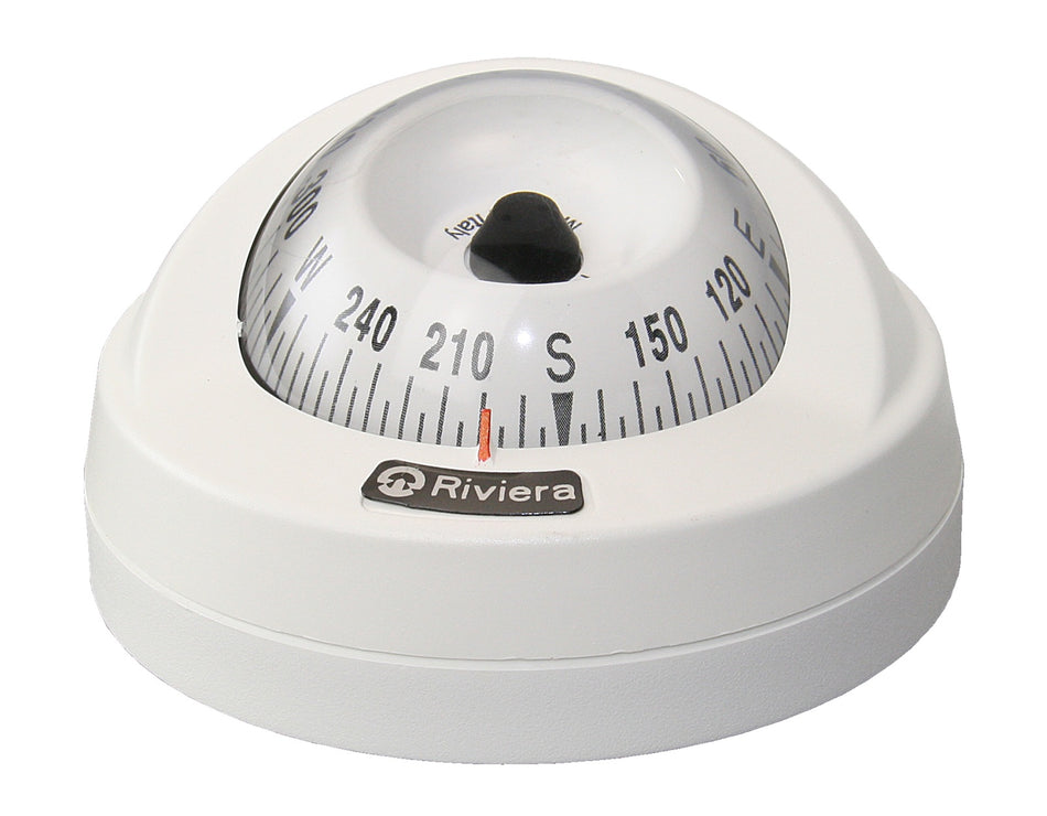 RIVIERA STAR BAR Kompass 65mm weiß - Flacher Aufbaukompass mit weißer Rose